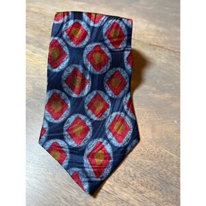 Henry Grethel Silk Blend Necktie Blue‎ Red Geometric Pattern